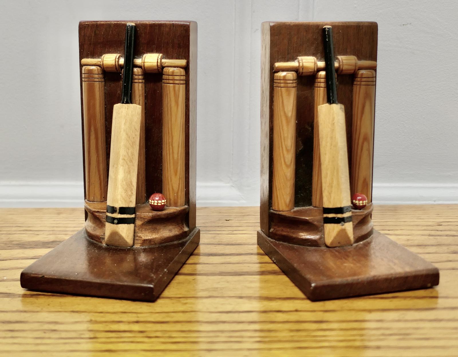 A Pair of Mid Century Quirky Bookends on a Cricket Theme (1 of 6)