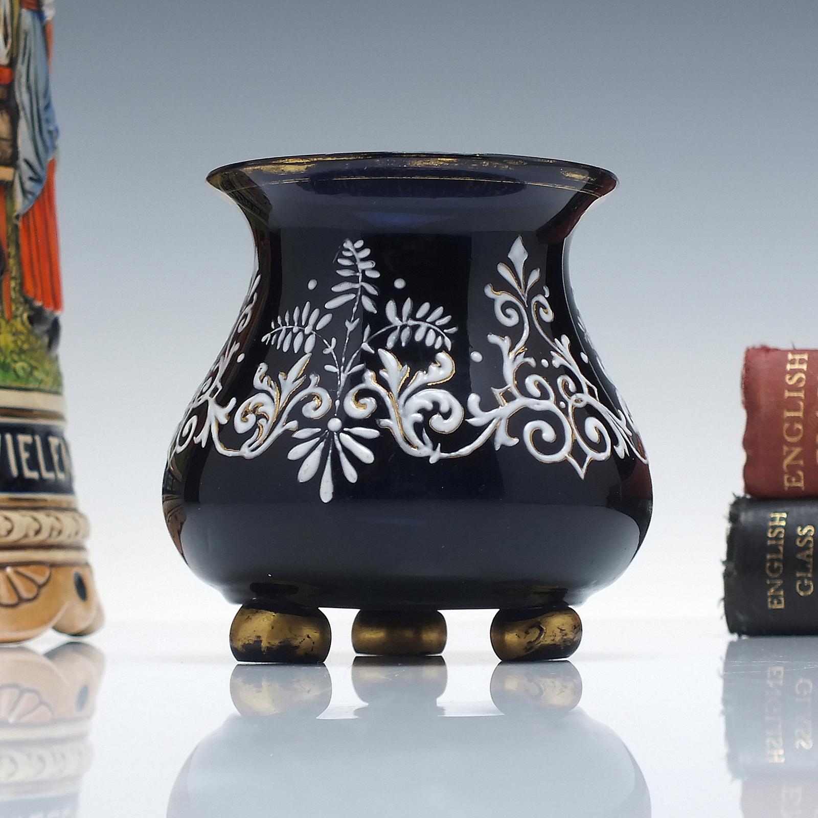 Victorian Amethyst Enamelled & Gilded Glass Vase c.1880 (1 of 4)