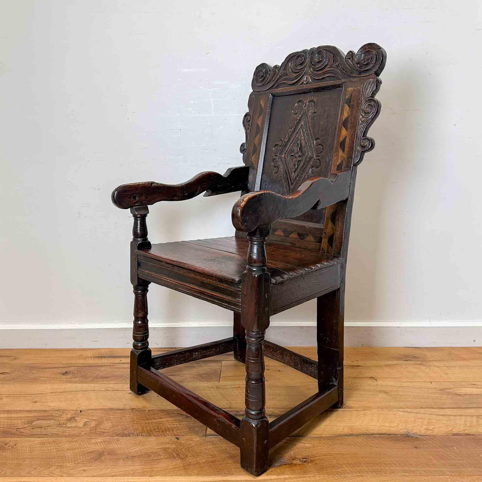 Antique Charles II Oak Wainscot Chair (1 of 28)