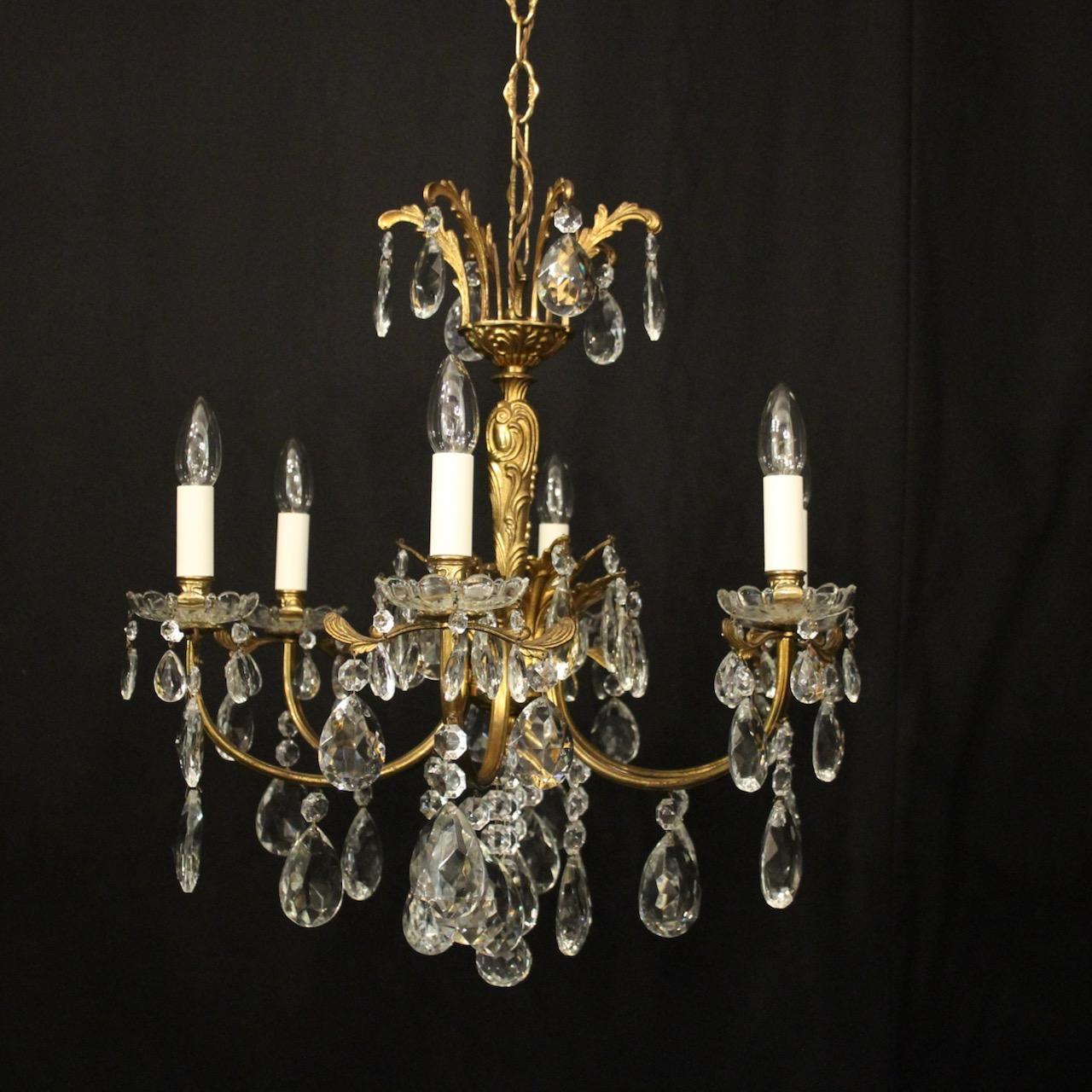 French Gilded & Crystal 6 Light Chandelier (1 of 10) French Gilded & Crystal 6 Light Chandelier (1 of 10)