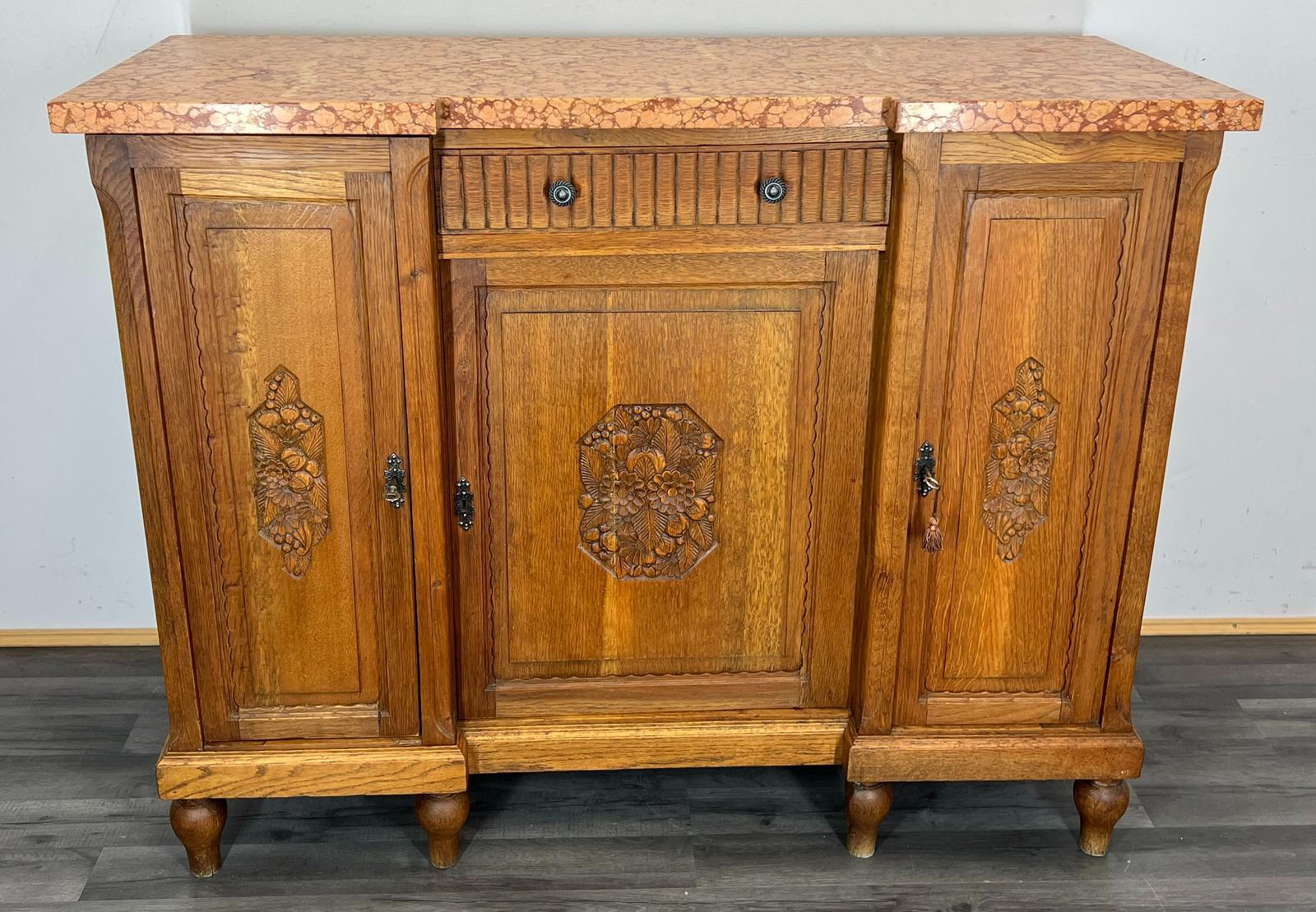 French Antique Marble Topped Sideboard (1 of 15)