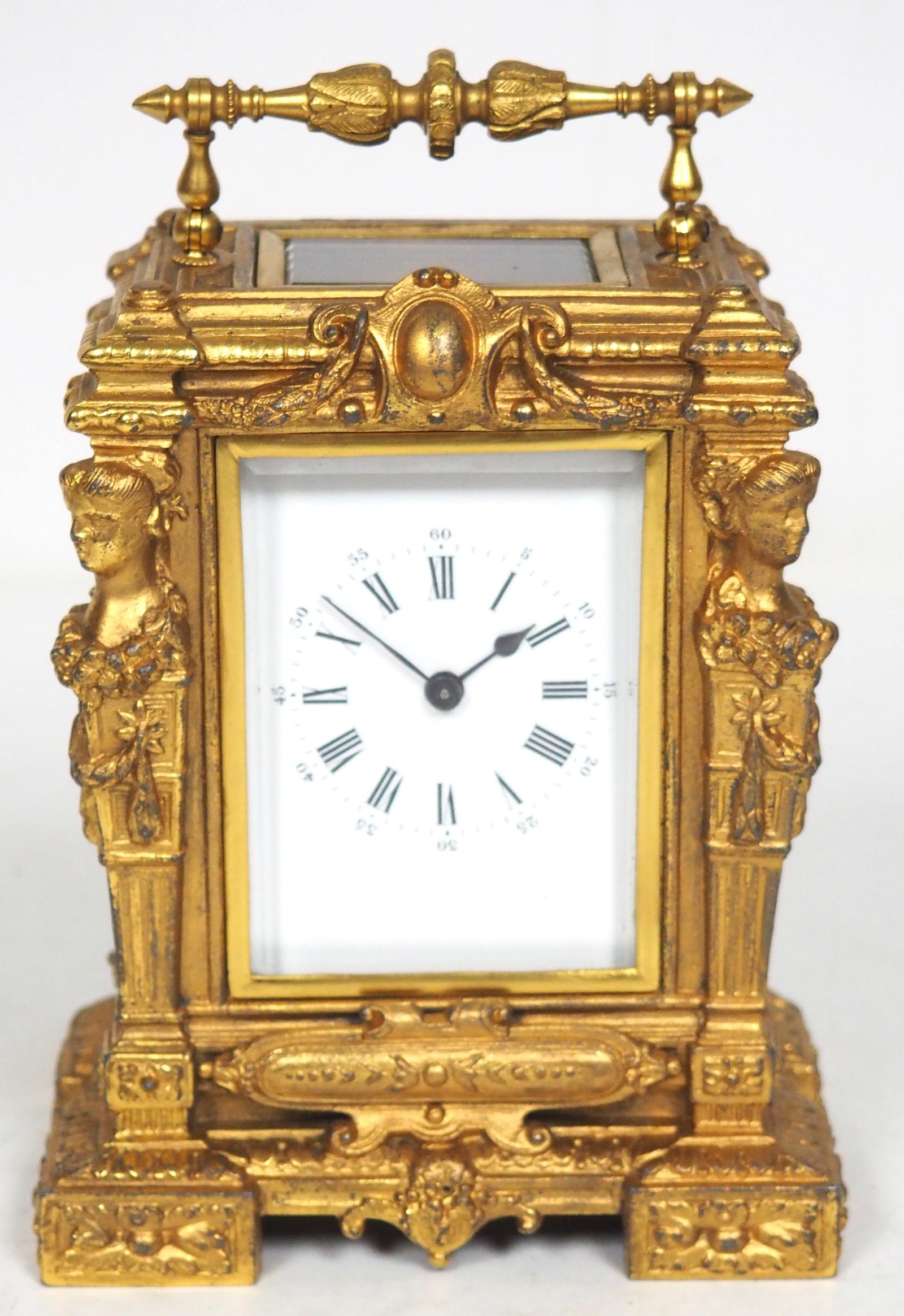 Incredible French Antique Carriage Clock Lady Bust Carved Figural Decoration 8 Day Enamel Dial (1 of 5) Incredible French Antique Carriage Clock Lady Bust Carved Figural Decoration 8 Day Enamel Dial (1 of 5)