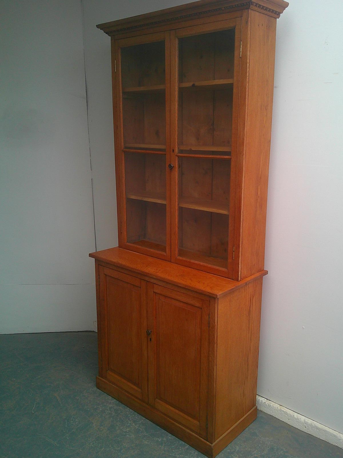 Fabulous Arts & Crafts Golden Oak Waxed 2 Piece Bookcase c.1905 (1 of 9)