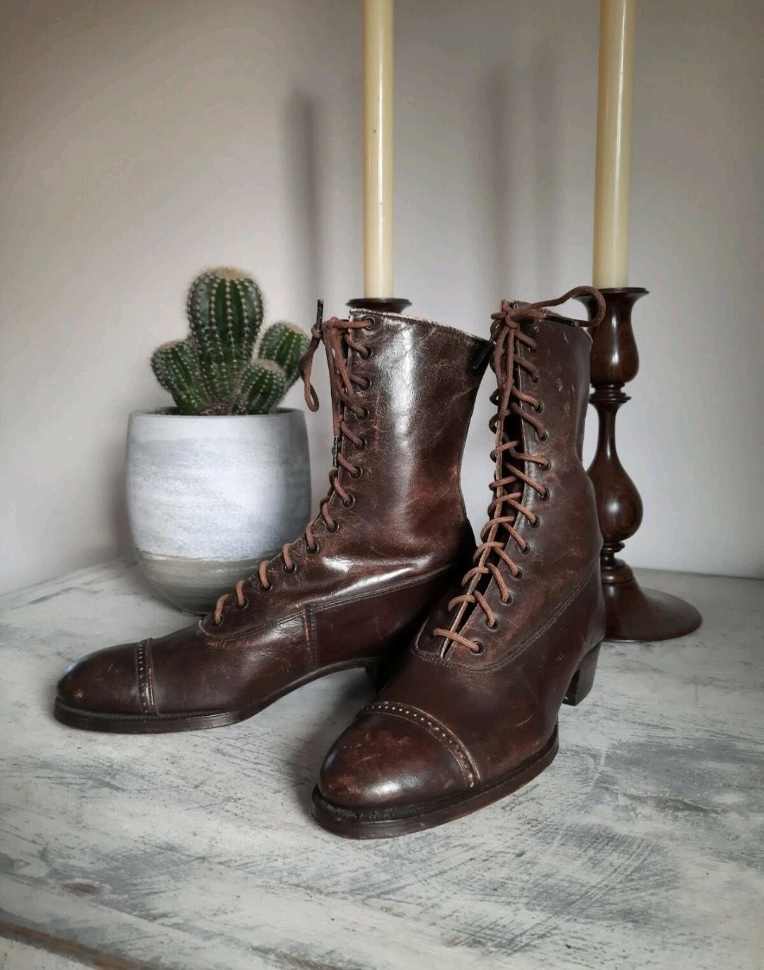 Antique Leather Lace Up Boots, Kids Leather Shoes, (1 of 12)