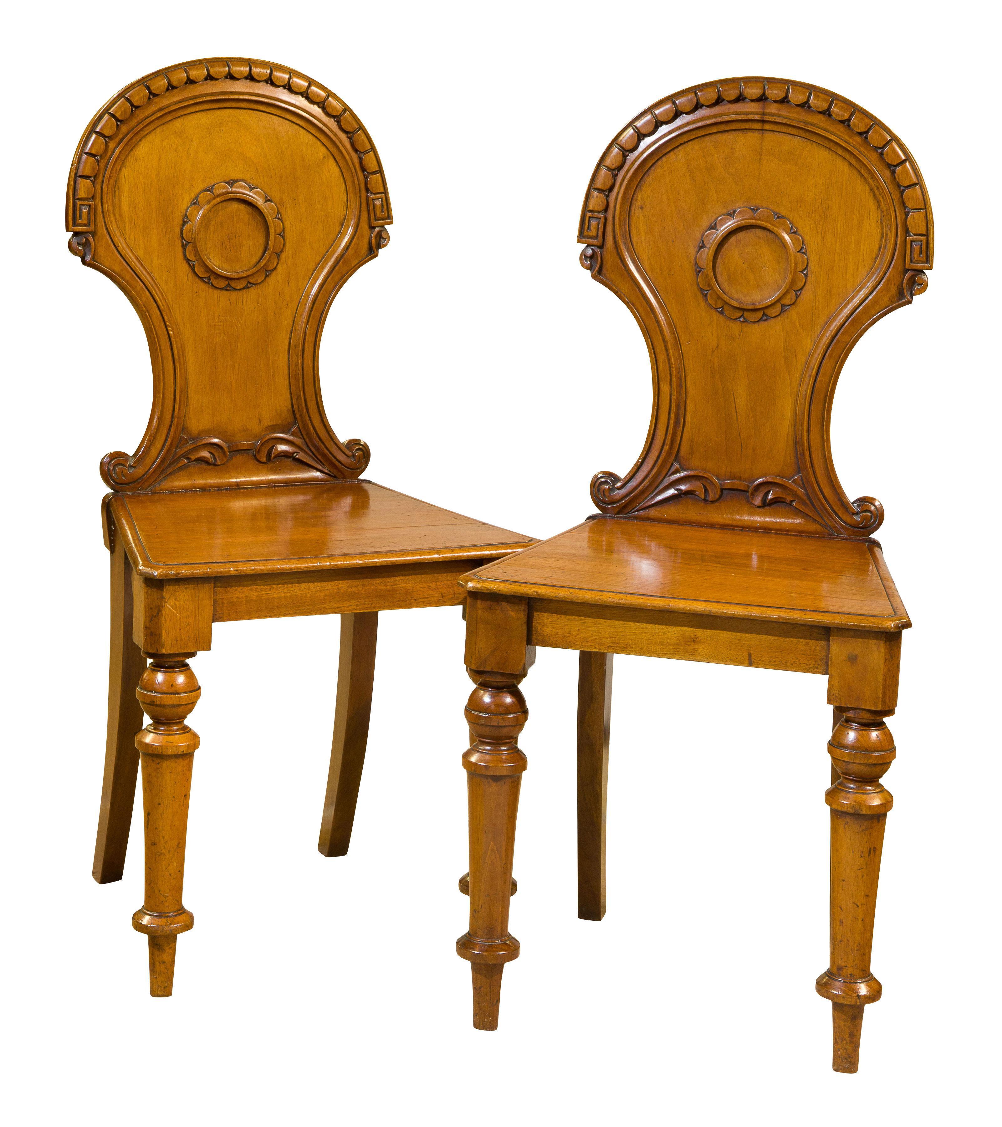 Pair of Victorian Mahogany Hall Chairs (1 of 1)