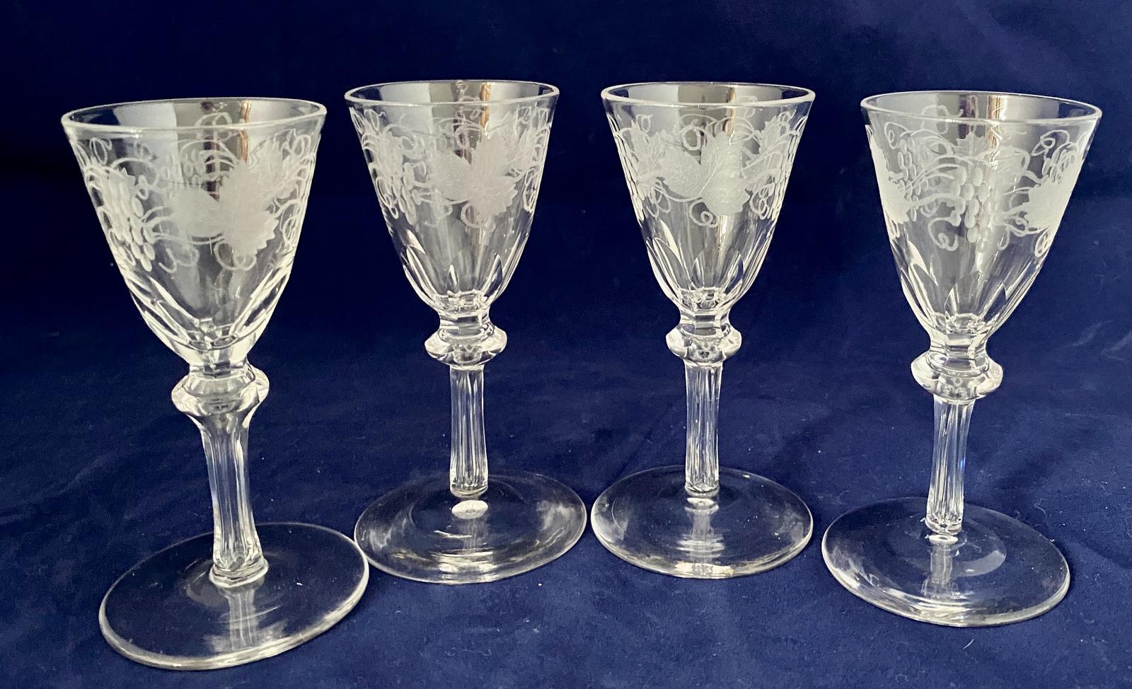 Four Antique Grape & Vine Cordial Glasses c.1880 (1 of 7)