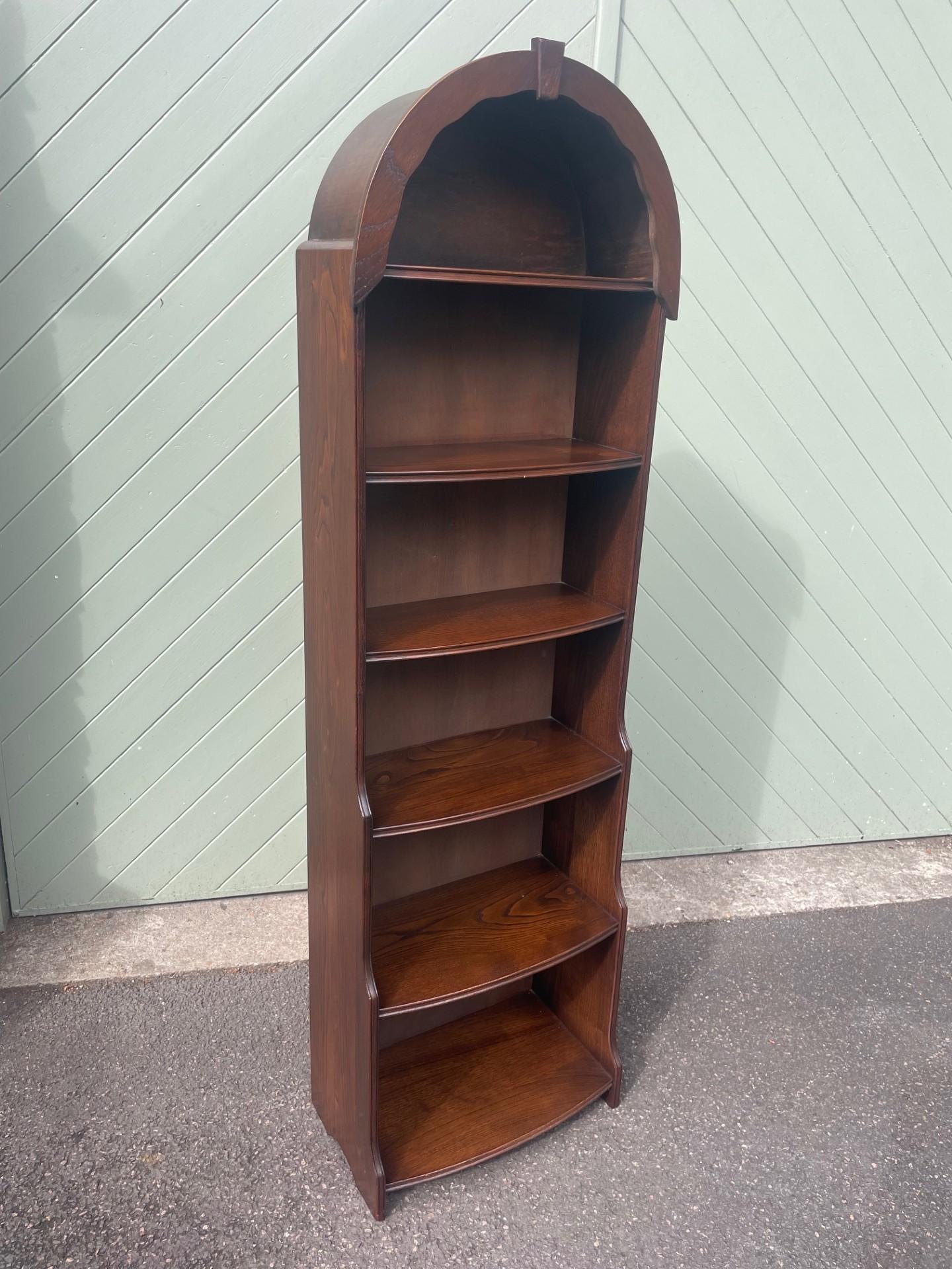 Slim Oak Domed Top Waterfall Open Bookcase (1 of 9)