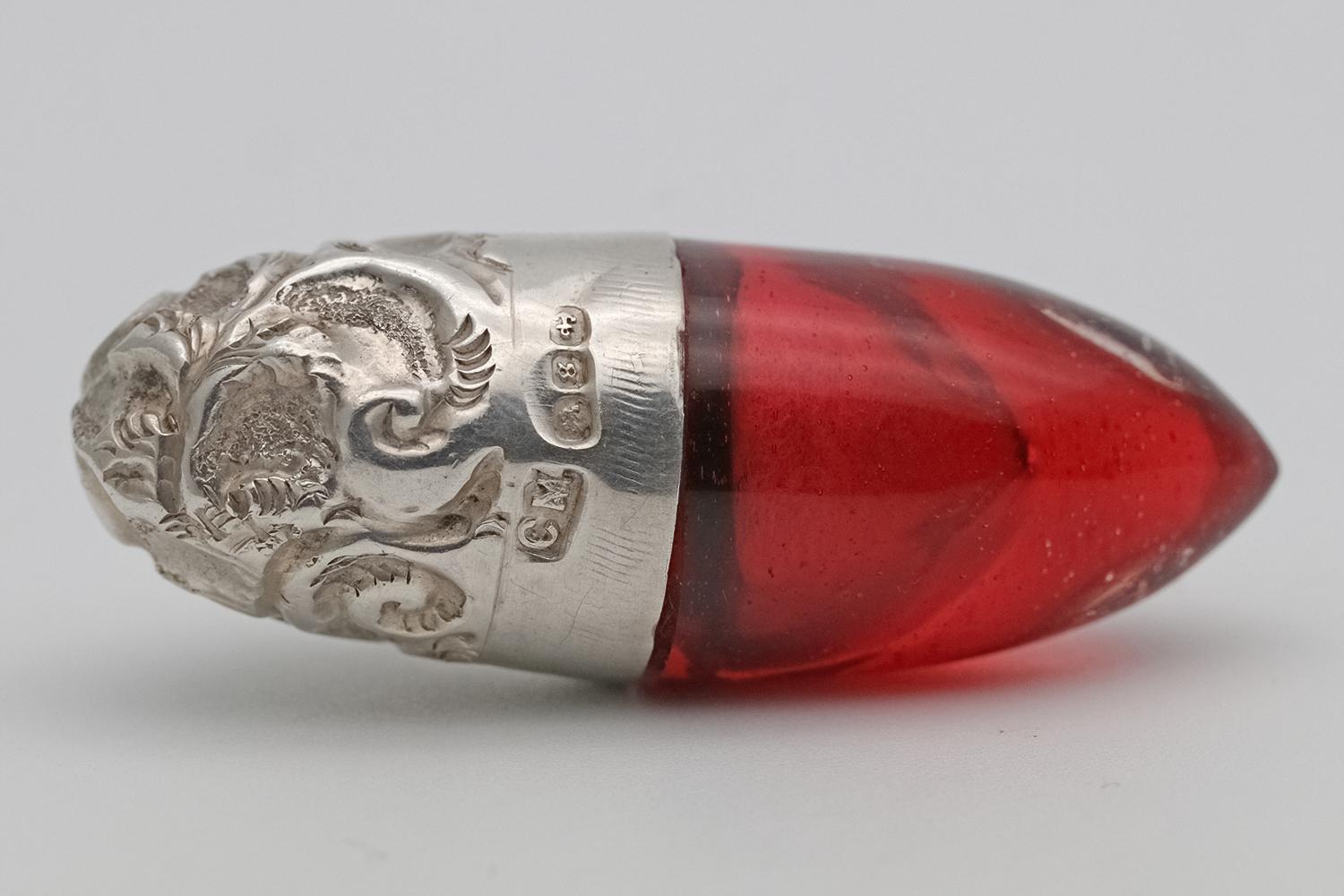 Victorian Novelty Scent Ruby Glass and Silver (1 of 3)