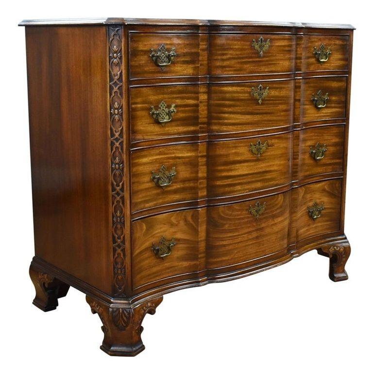 George III Style Waring & Gillow Mahogany Serpentine Fronted Chest of Drawers (1 of 11)