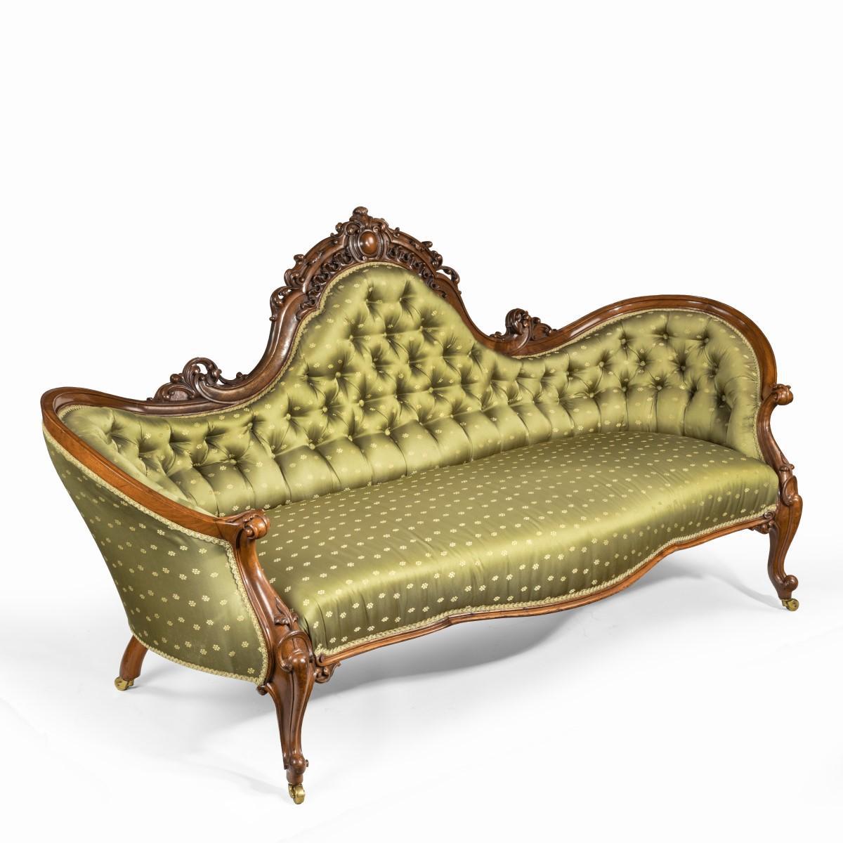 Elaborate Victorian Shaped Walnut Sofa (1 of 12)