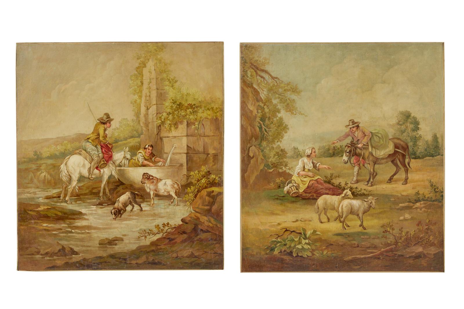 Pair of Rural Late 19th Century Oil on Canvas Paintings (1 of 8)