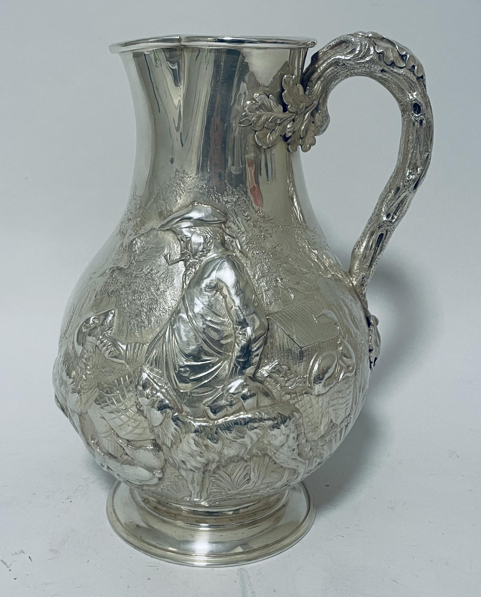 Large Victorian Silver Water Jug Embossed with Scottish Hunting Scenes (1 of 18) Large Victorian Silver Water Jug Embossed with Scottish Hunting Scenes (1 of 18)