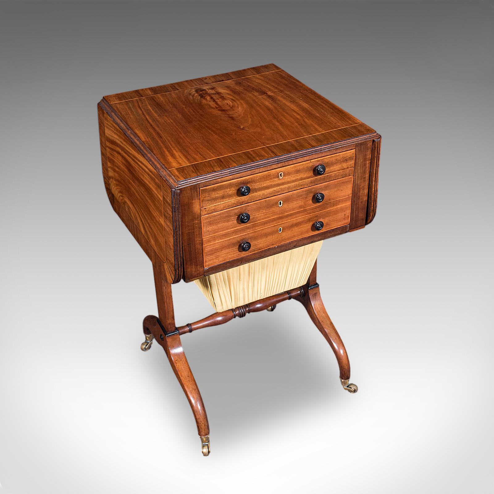 Antique Drop Leaf Ladies Work Table, English, Sewing, Writing, Regency, C.1820 (1 of 12) Antique Drop Leaf Ladies Work Table, English, Sewing, Writing, Regency, C.1820 (1 of 12)