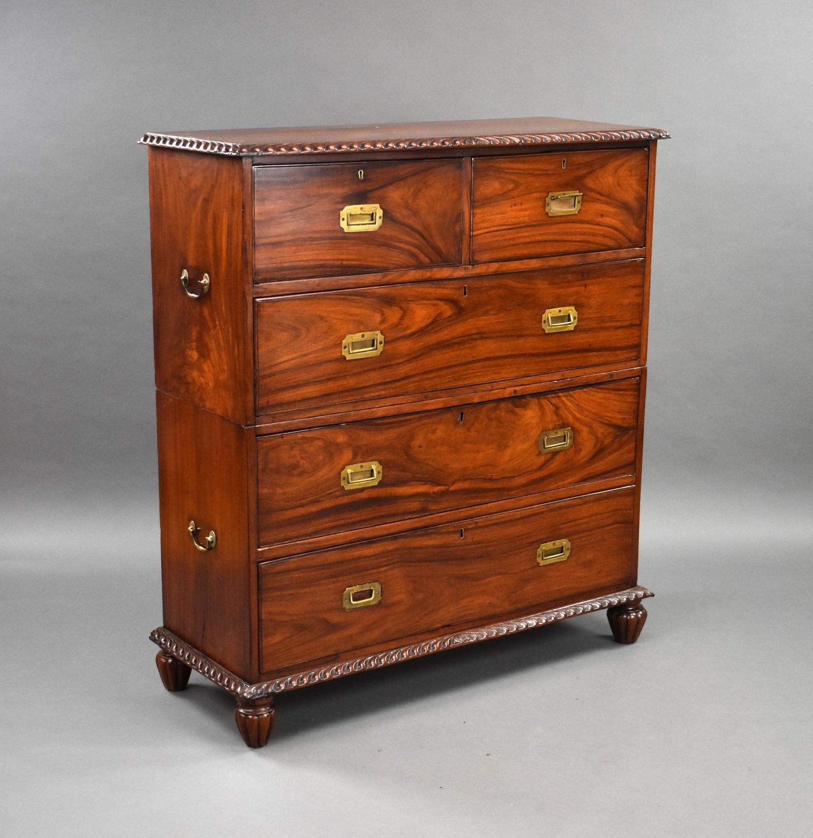 19th Century Anglo Indian Padouk Campaign Chest (1 of 7)