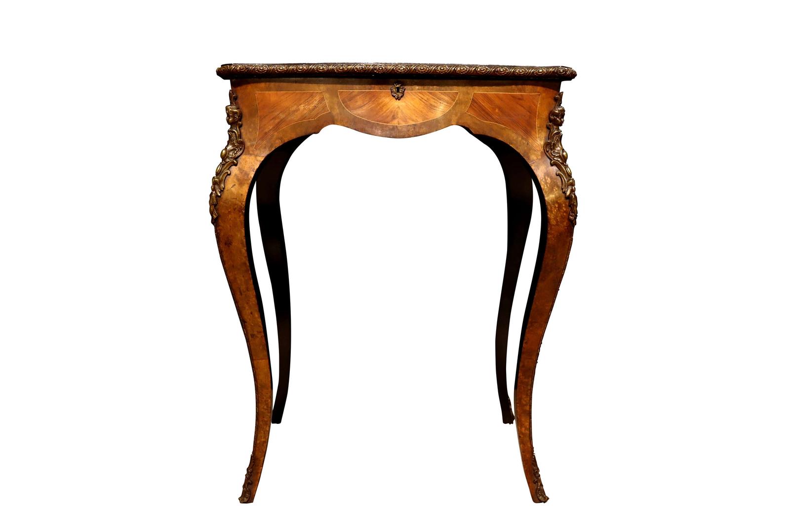 French Walnut & Marquetry Inlaid Dressing Table with Ormolu Mounts, c.1900 (1 of 7)
