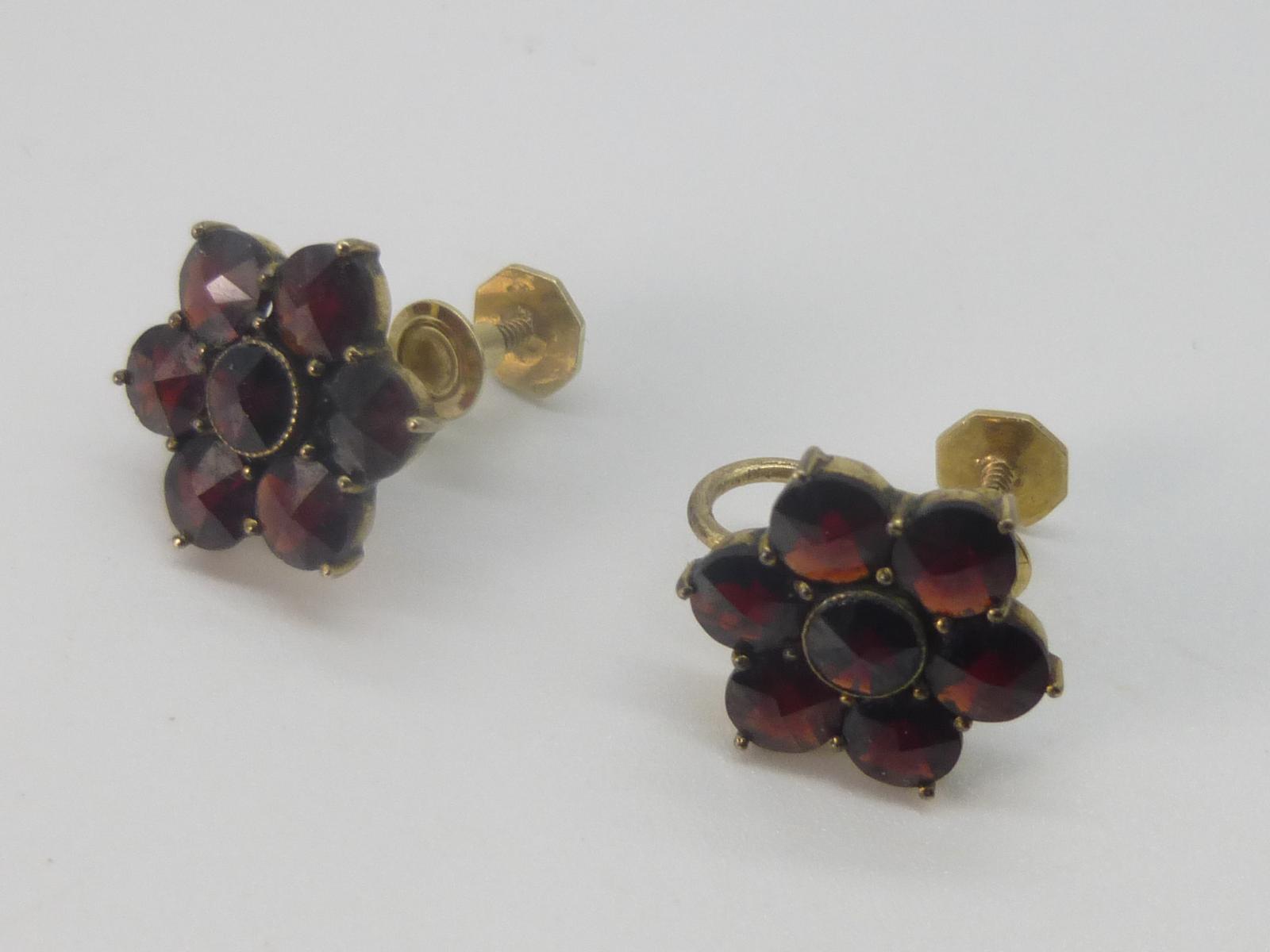 A Pair of  Garnet Screw Earrings (1 of 4)