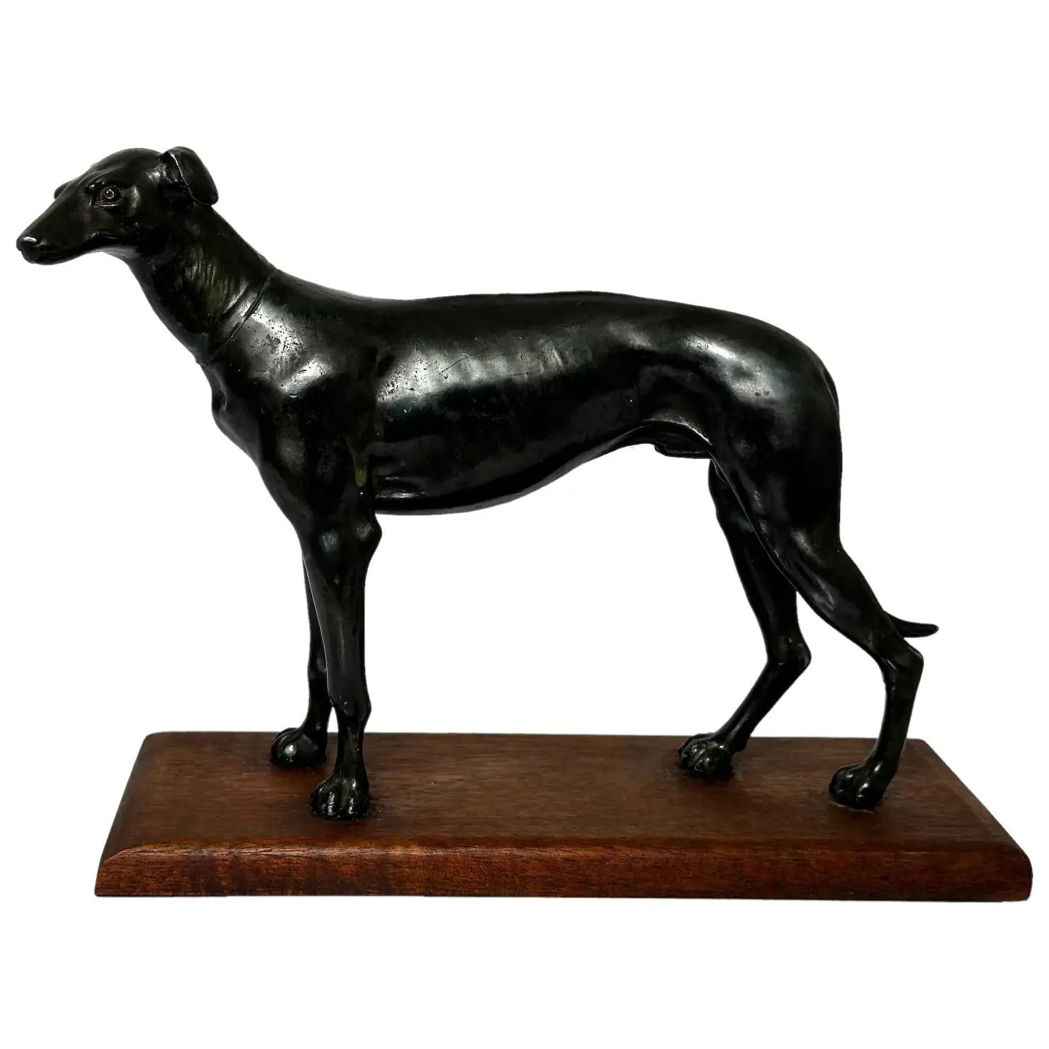 British Art Deco Sporting Prized Racing Greyhound Stud Bronze Sculpture (1 of 38)