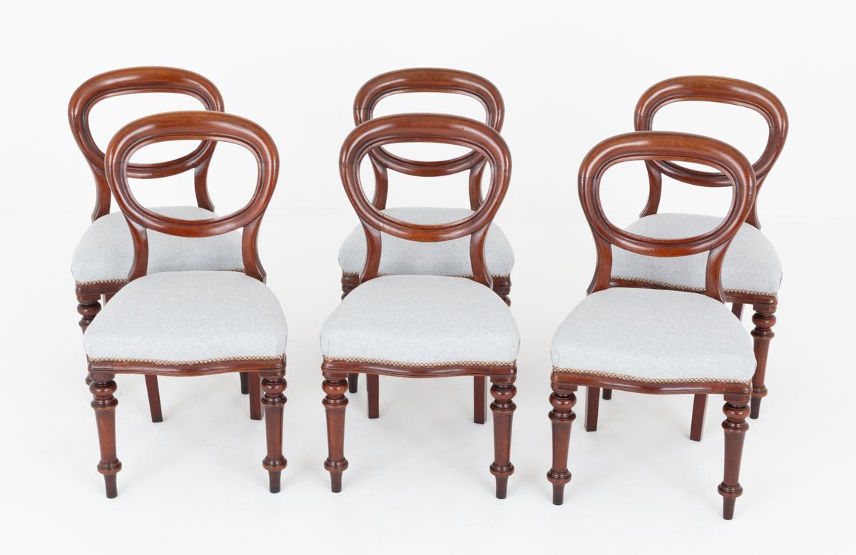 Set of 6 Victorian Mahogany Balloon Back Dining Chairs (1 of 6)