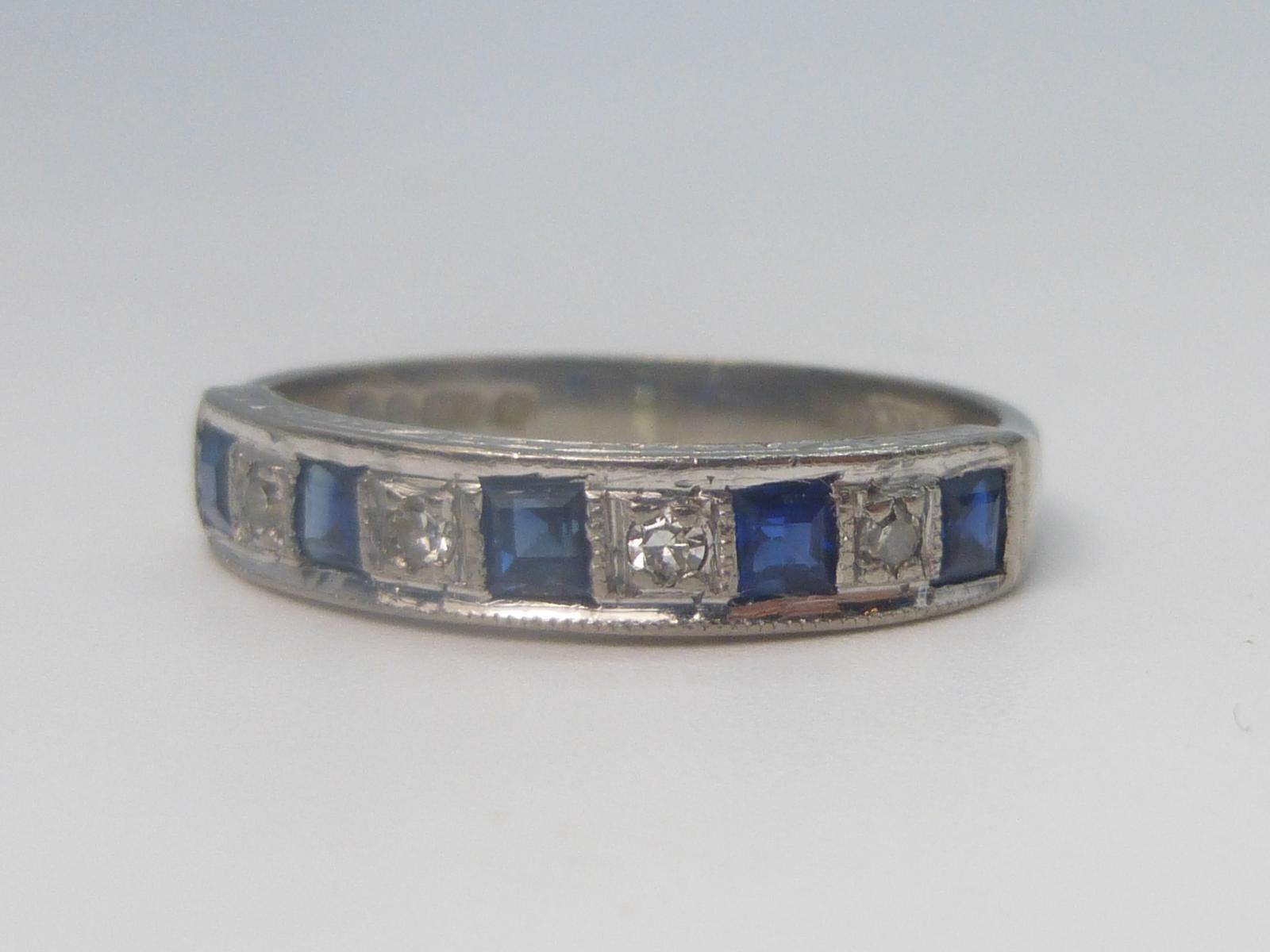 White Gold, Sapphire & Diamond Half Eternity Ring (1 of 6)