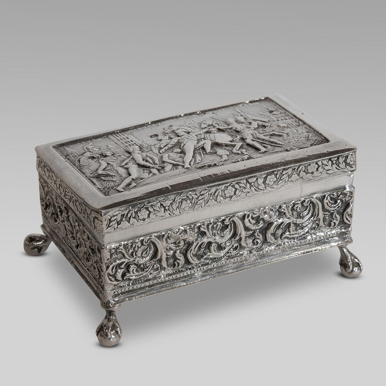 Dutch Napoleonic Battle Scene Silver Box - 19th Century (1 of 4) Dutch Napoleonic Battle Scene Silver Box - 19th Century (1 of 4)