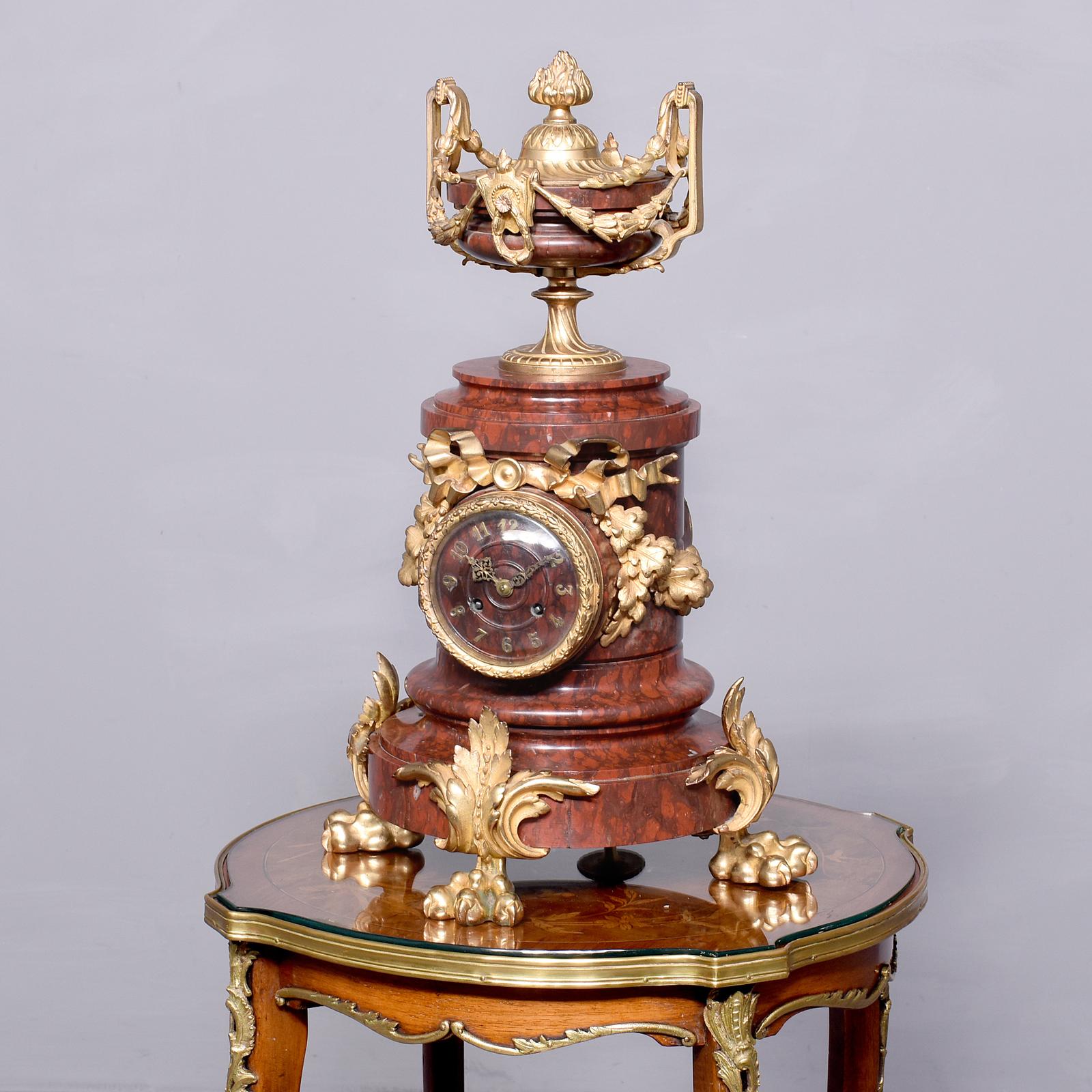 Large French Gilt Rouge Marble Mantel Clock (1 of 14) Large French Gilt Rouge Marble Mantel Clock (1 of 14)