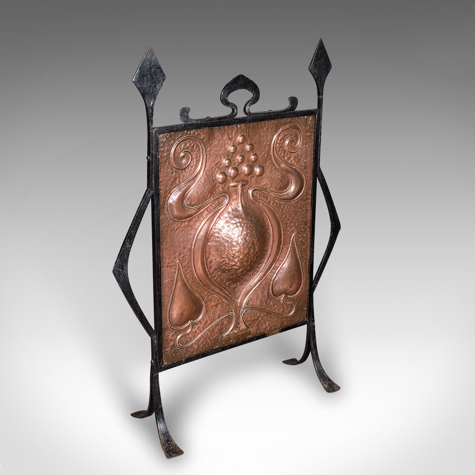Antique Fire Screen, French, Copper, Fireplace Reflector - Art Nouveau c.1900 (1 of 9) Antique Fire Screen, French, Copper, Fireplace Reflector - Art Nouveau c.1900 (1 of 9)