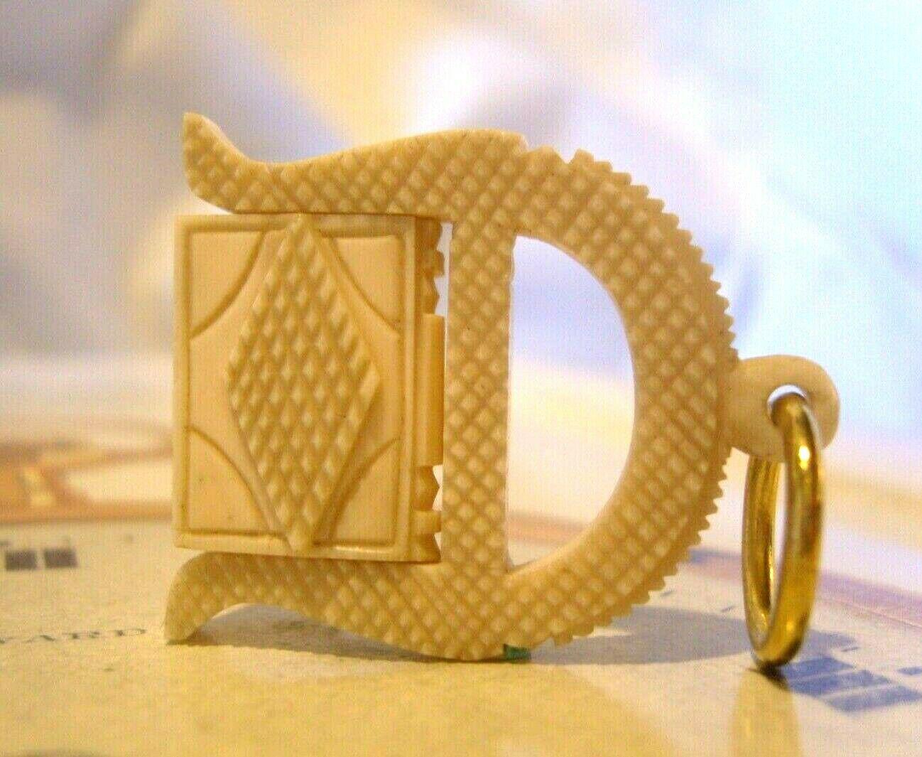 Victorian Pocket Watch Chain Swivel Book Fob 1880s Antique 'Ivory Coloured' Celluloid Large Fob (1 of 10)