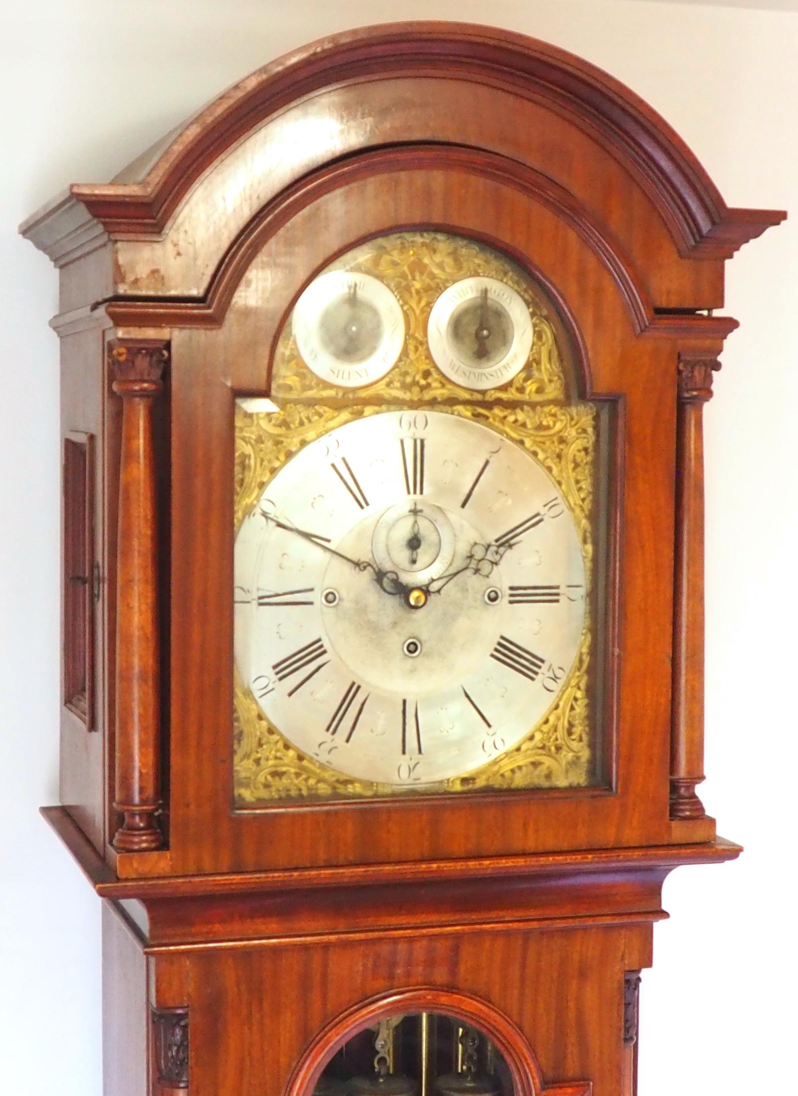 Edwardian Longcase Clock Solid Mahogany Musical Grandfather Clock Dual Chime on Tubular Bells (1 of 17)