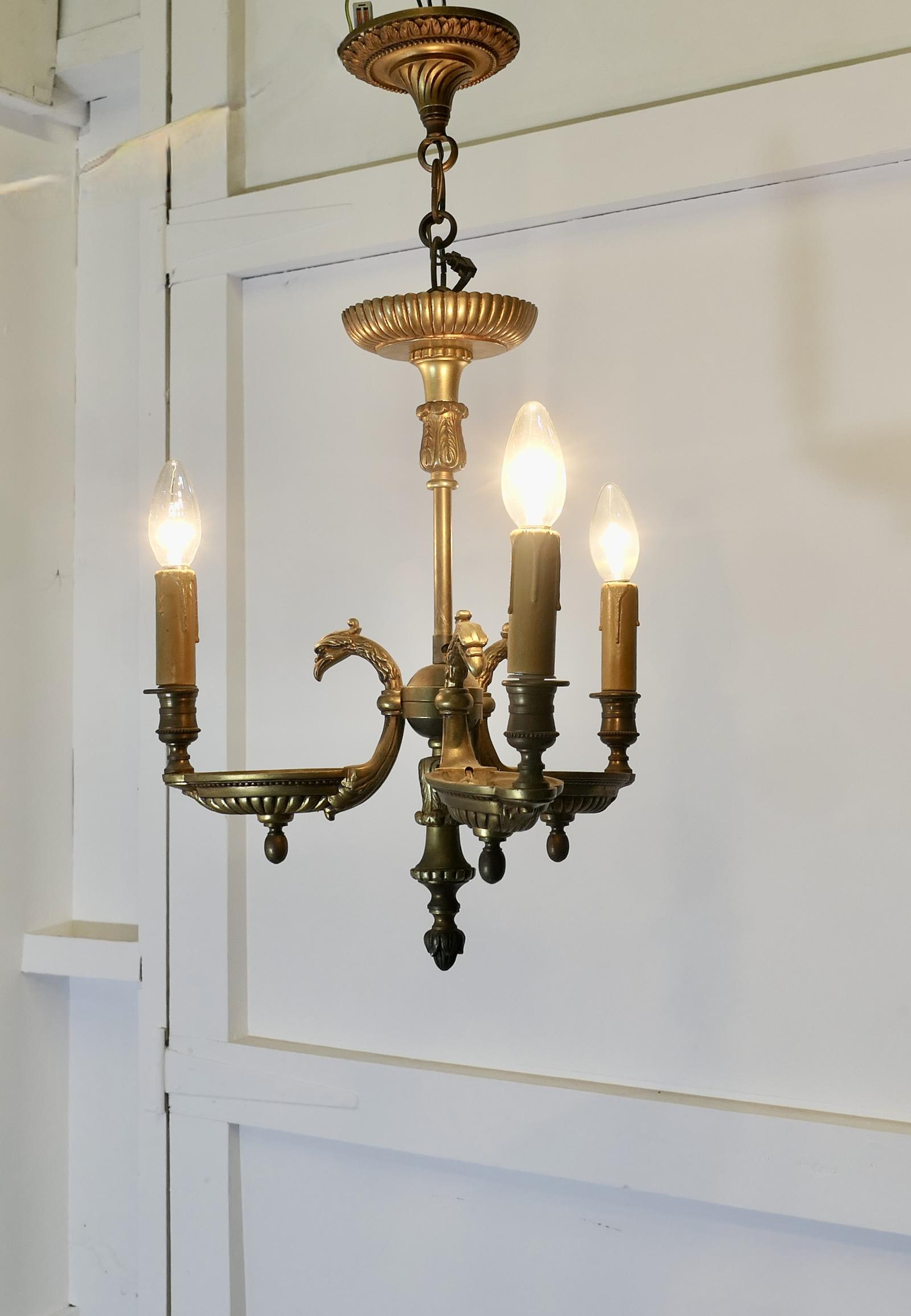 French Gilt Brass Bouillotte Library Ceiling Light (1 of 7)