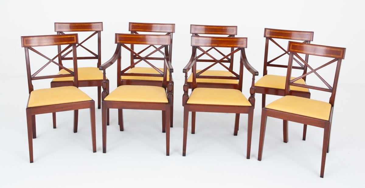Set of 8 Sheraton Revival Mahogany Dining Chairs (1 of 12)