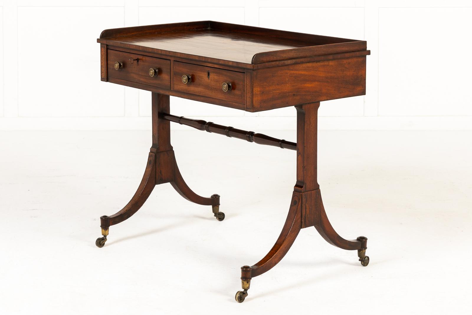 19th Century English Regency Mahogany Writing Table / Side Table (1 of 8)