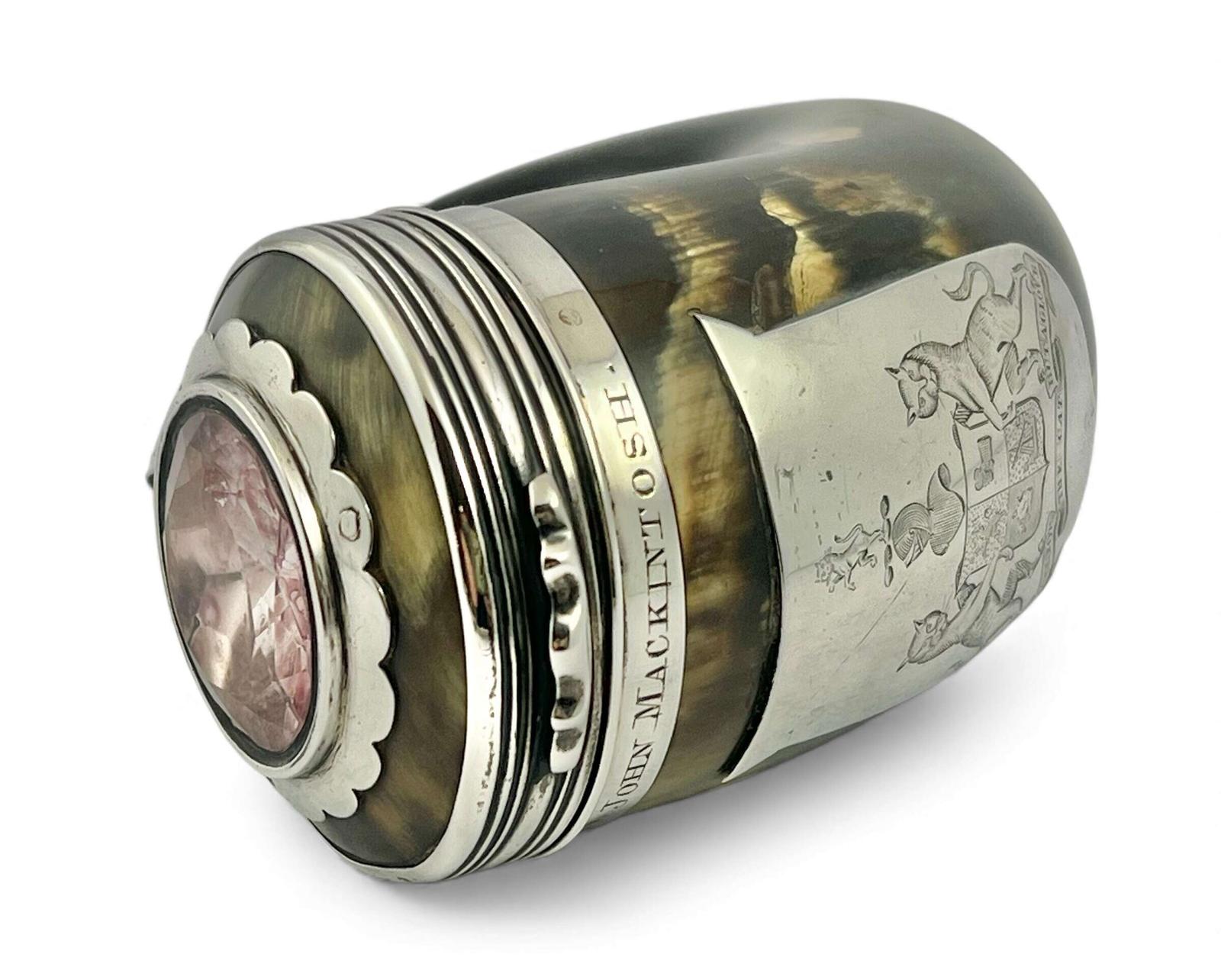 George III Scottish very large antique horn and silver snuff mull, c.1805 (1 of 9)