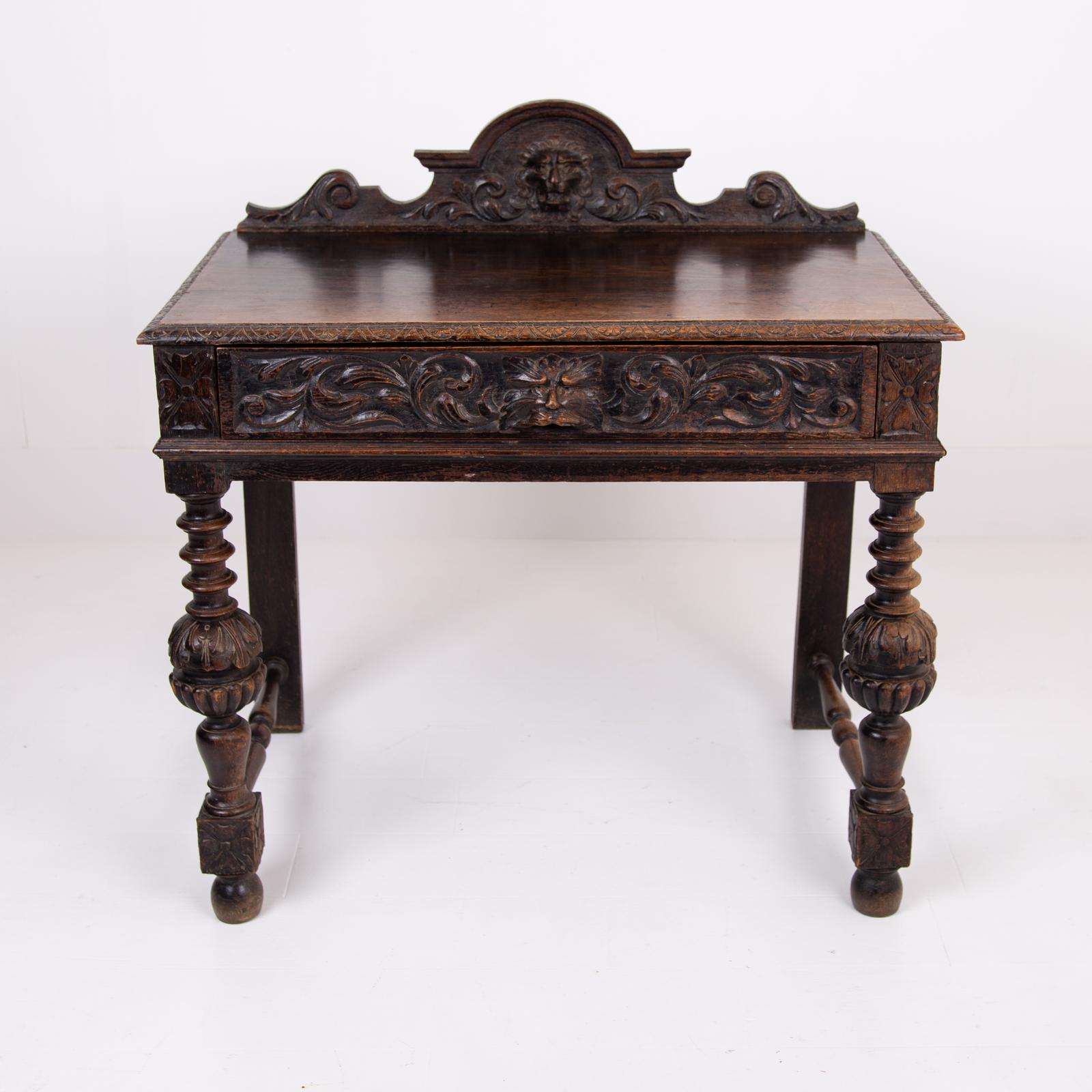 Antique Victorian Oak Side Table Desk With Drawer 1880 (1 of 18) Antique Victorian Oak Side Table Desk With Drawer 1880 (1 of 18)