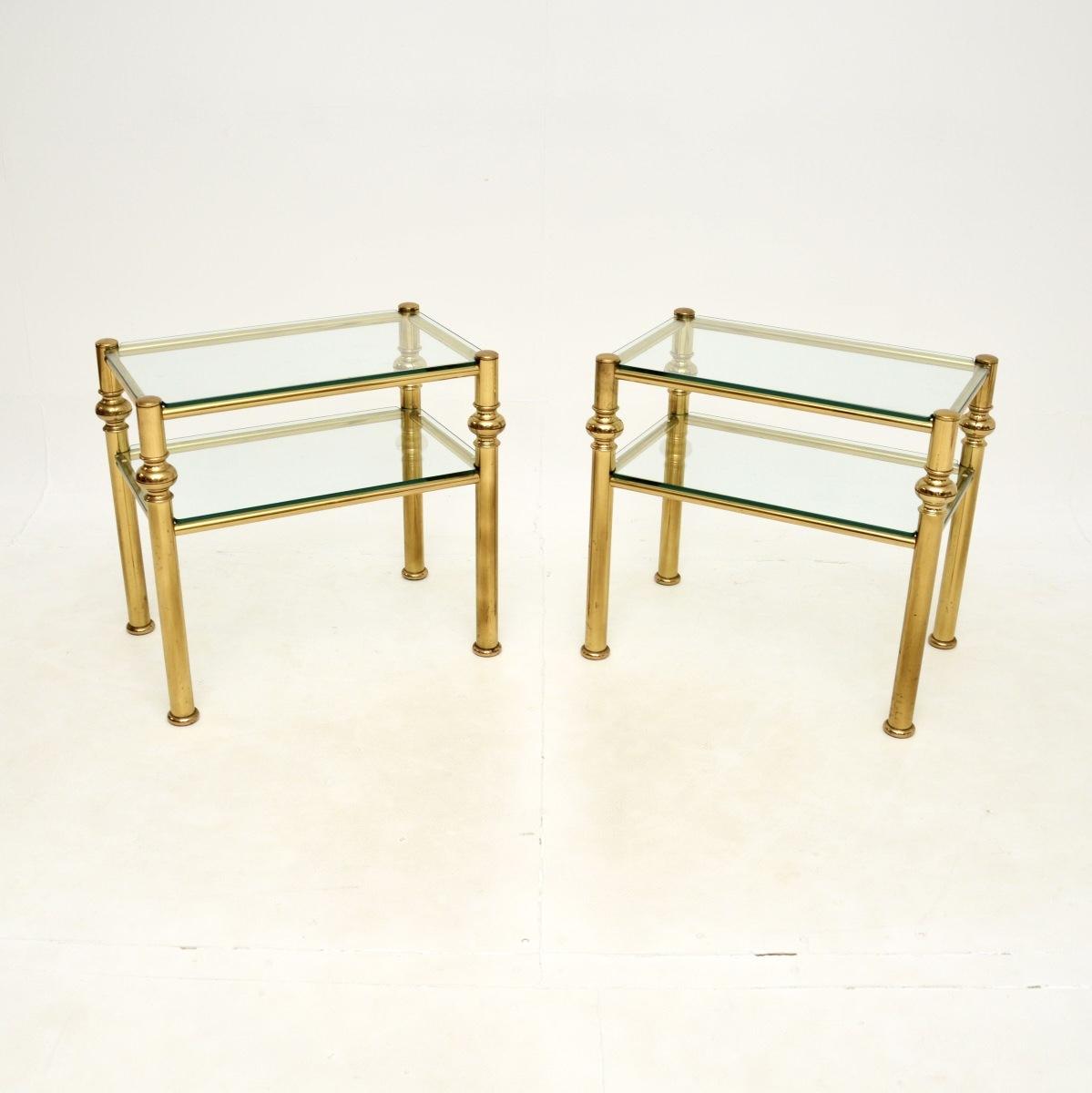 Pair of Vintage Italian Brass & Glass Side Tables (1 of 9)