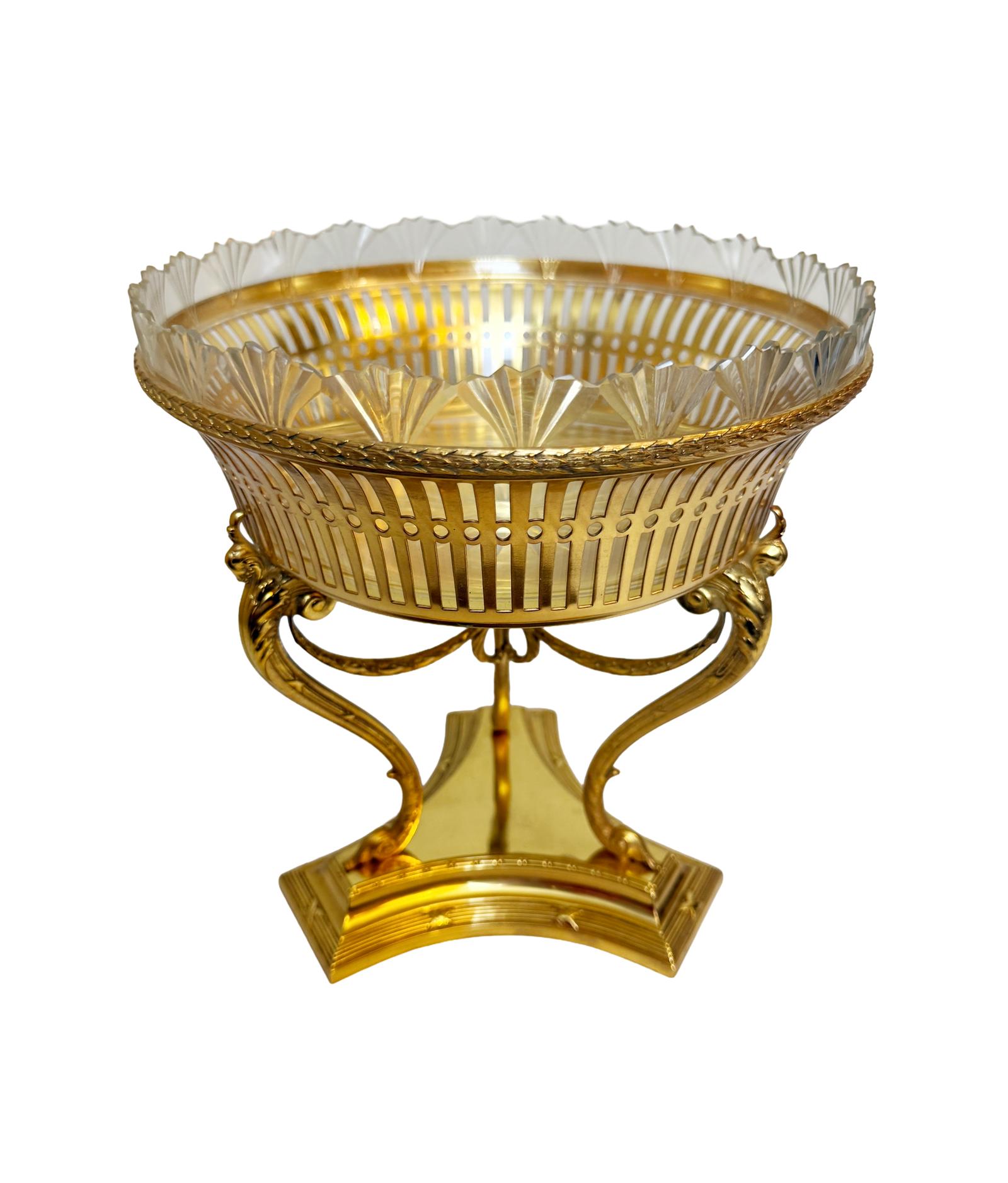 Antique French Gilt Bronze Centrepiece with Glass Insert (1 of 6) Antique French Gilt Bronze Centrepiece with Glass Insert (1 of 6)