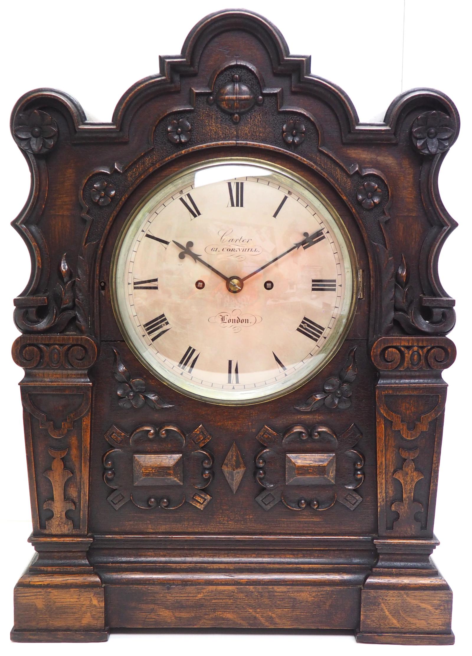 Antique English Twin Fusee Bracket Clock by Carter Cornhill London 8 Day Fusee Striking Mantel Clock (1 of 16)