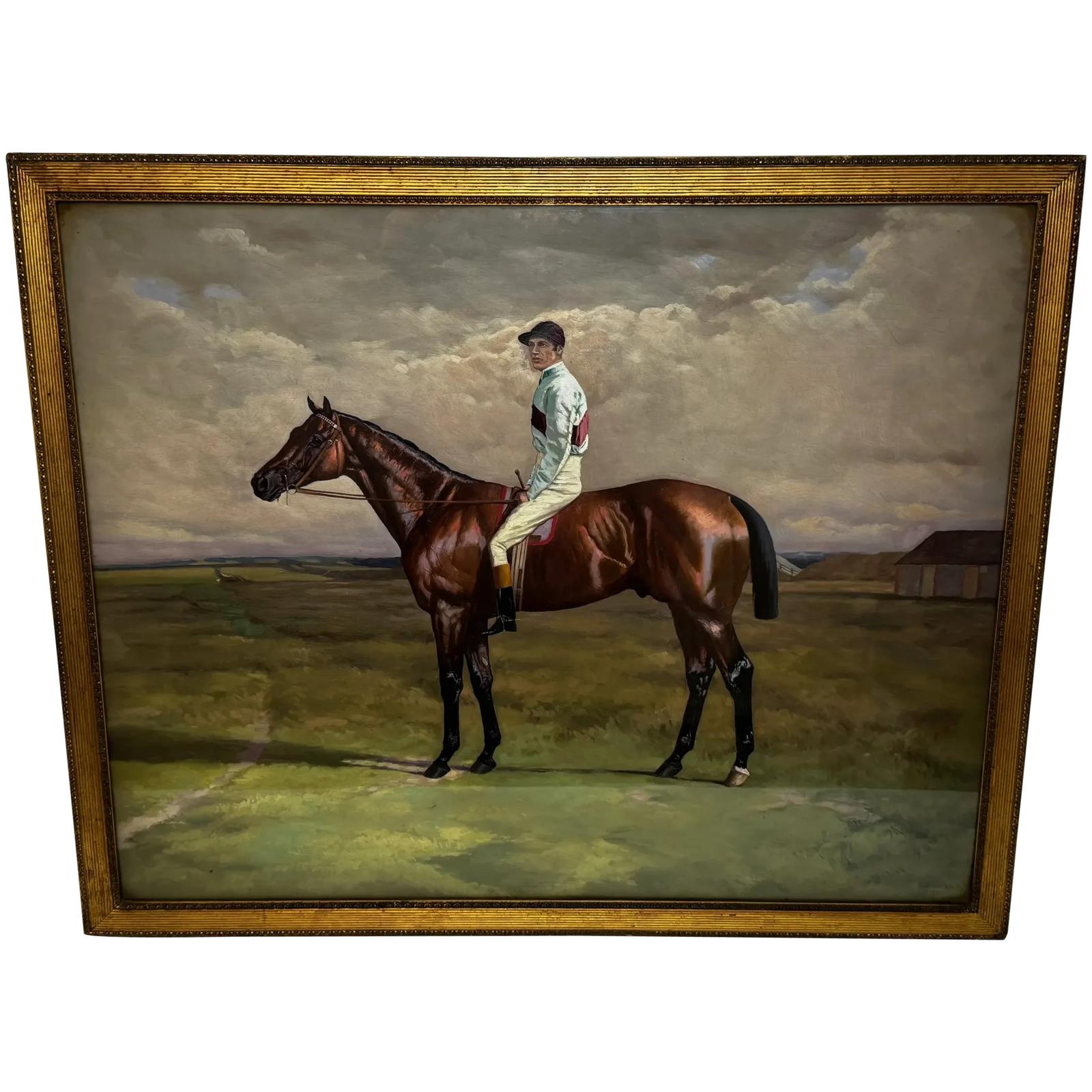 19th Century Oil Painting Melton Bay Hunter Race Horse Jockey Fred Archer Up (1 of 89)