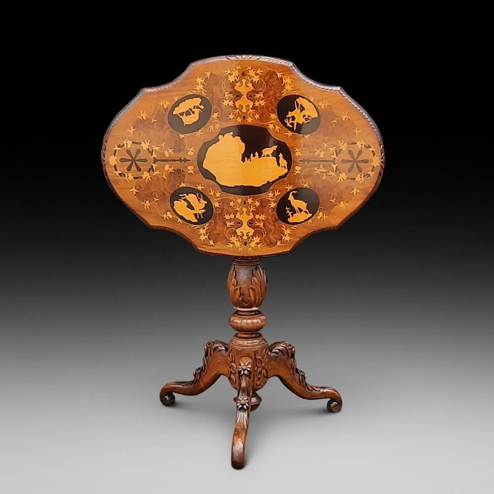 19th Century Black Forest Linden & Marquetry Inlaid Occasional Table (1 of 8) 19th Century Black Forest Linden & Marquetry Inlaid Occasional Table (1 of 8)
