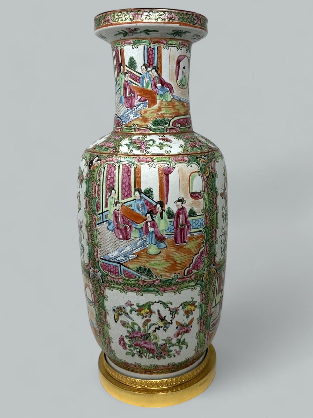 Antique Famille Rose Medalion Canton Cantonese Chinese Porcelain Ormolu Vase Urn (1 of 11)