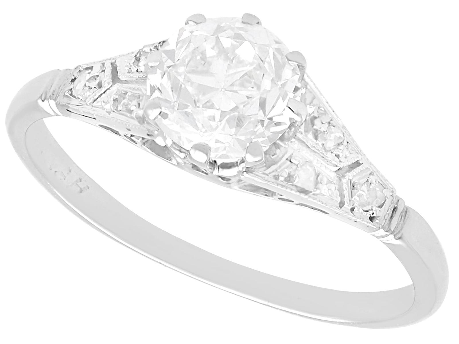 Antique 1.13 ct Diamond and Platinum Solitaire Ring Circa 1935 (1 of 14)