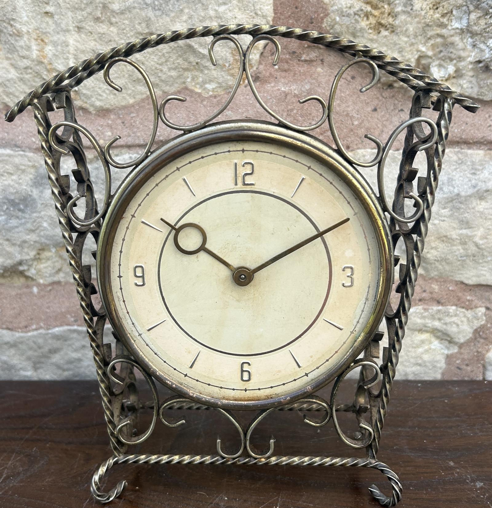 Retro Kitsch Wrought Iron Mantel Clock - 1950 (1 of 6)