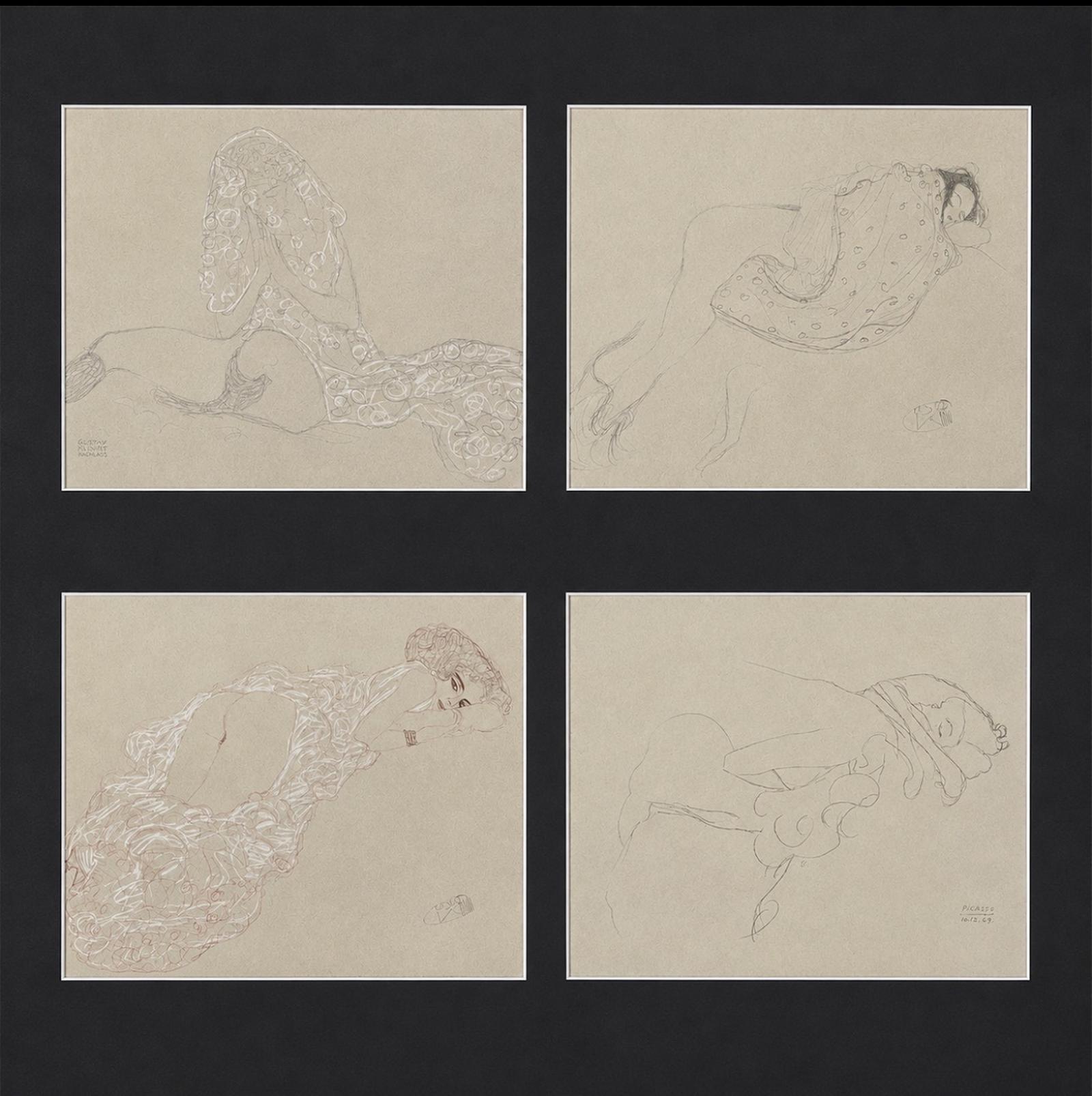 Gustav Klimt’s - Four Mounted Individually Pencil and Crayon Erotic Studies (1 of 10) Gustav Klimt’s - Four Mounted Individually Pencil and Crayon Erotic Studies (1 of 10)