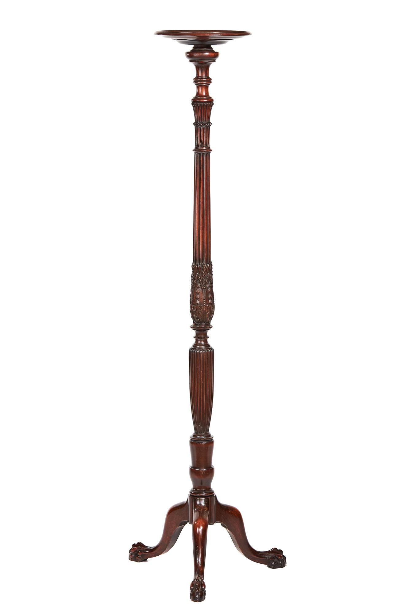 Edwardian Mahogany & Carved Torchere Stand (1 of 6)