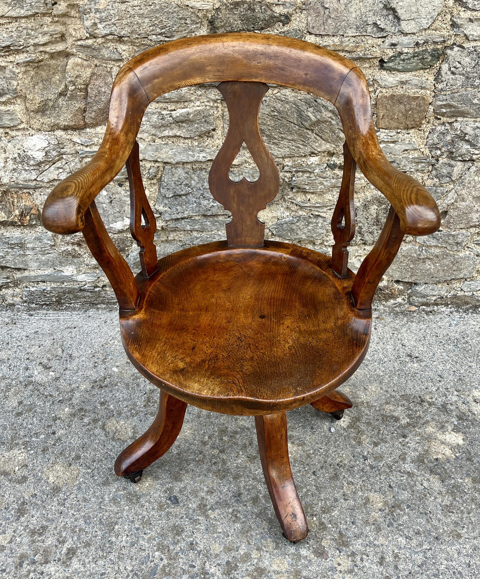 Antique Oak Swivel Desk Chair (1 of 12) Antique Oak Swivel Desk Chair (1 of 12)