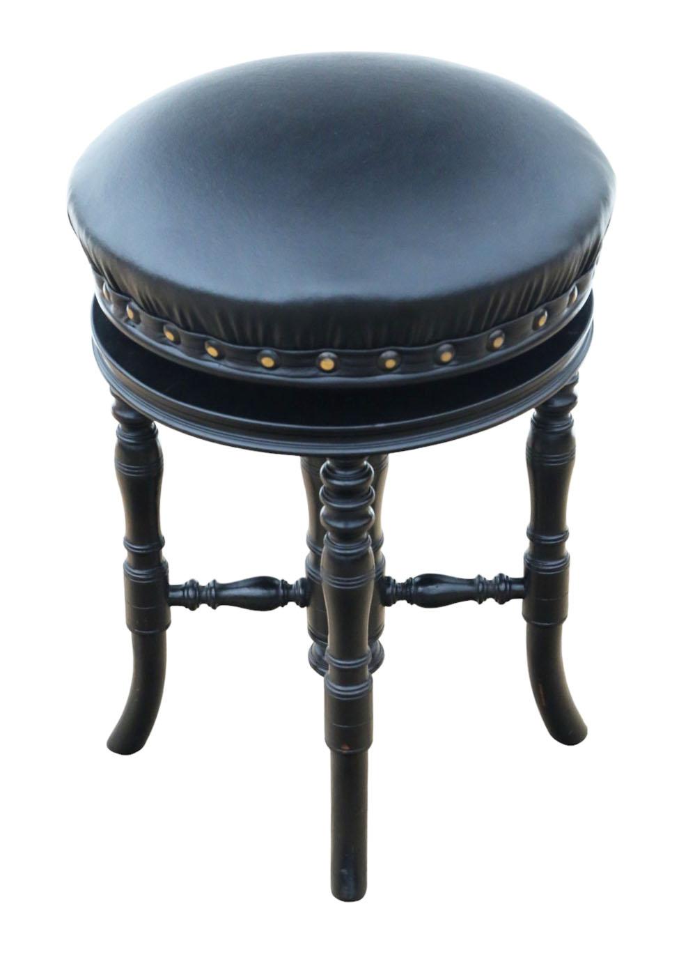 Antique 19th Century Ebonised Mahogany Revolving Adjustable Piano Stool – Fine Quality (1 of 6)