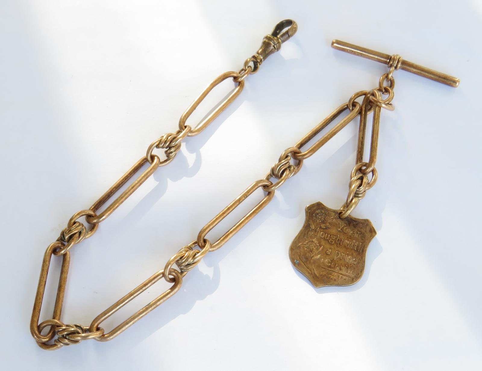 Antique Rolled Rose Gold Watch Chain (1 of 3) Antique Rolled Rose Gold Watch Chain (1 of 3)