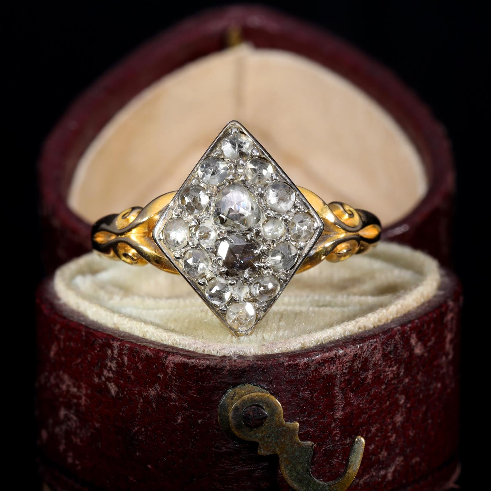 The Antique Rose Cut Diamond & Zircon Cluster Ring (1 of 7)