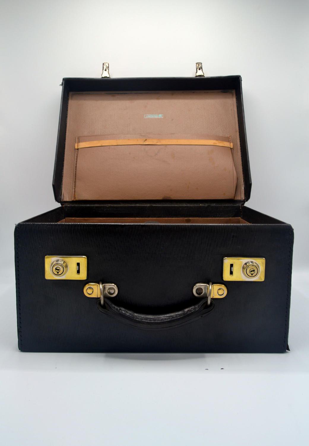 Black Small Leather Storage Suitcase (1 of 3)
