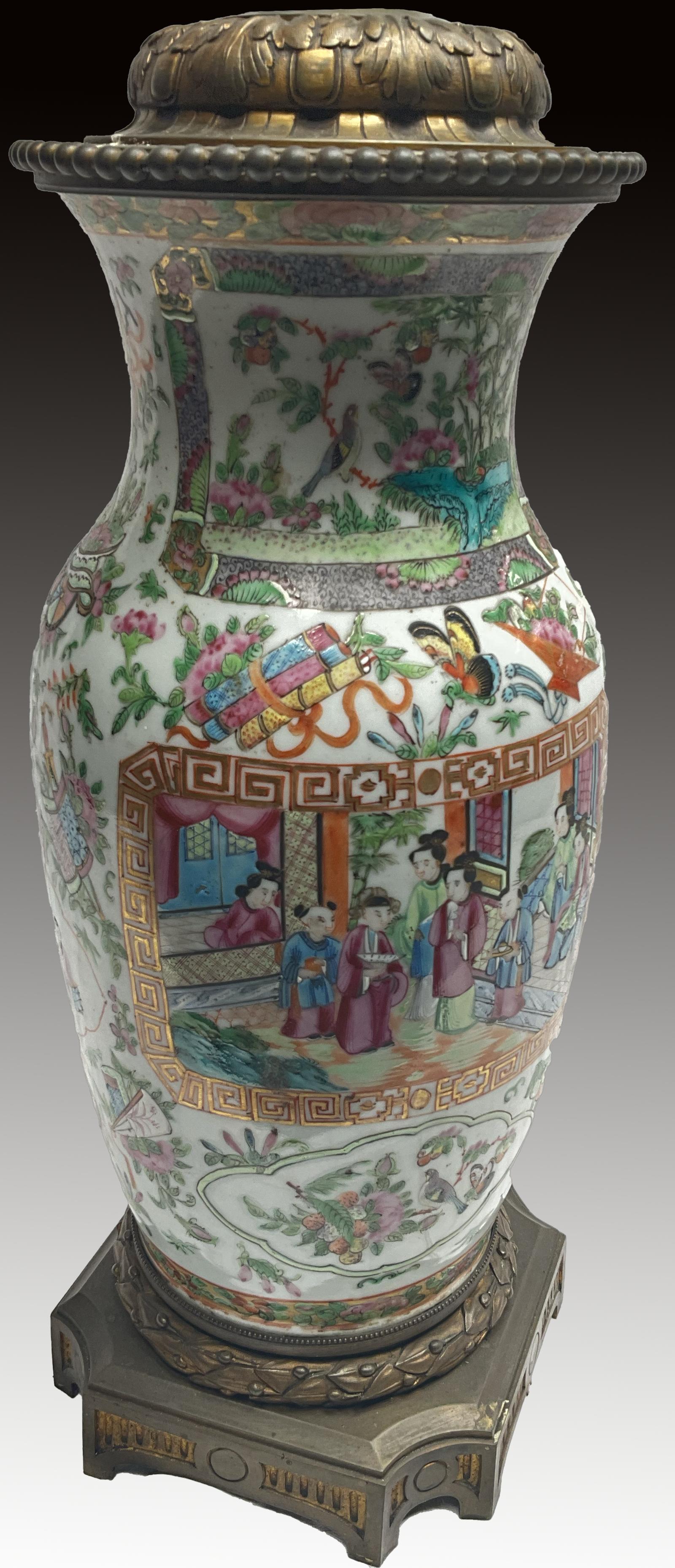 Canton Famille Verte Vase Converted to a Lamp (1 of 5)