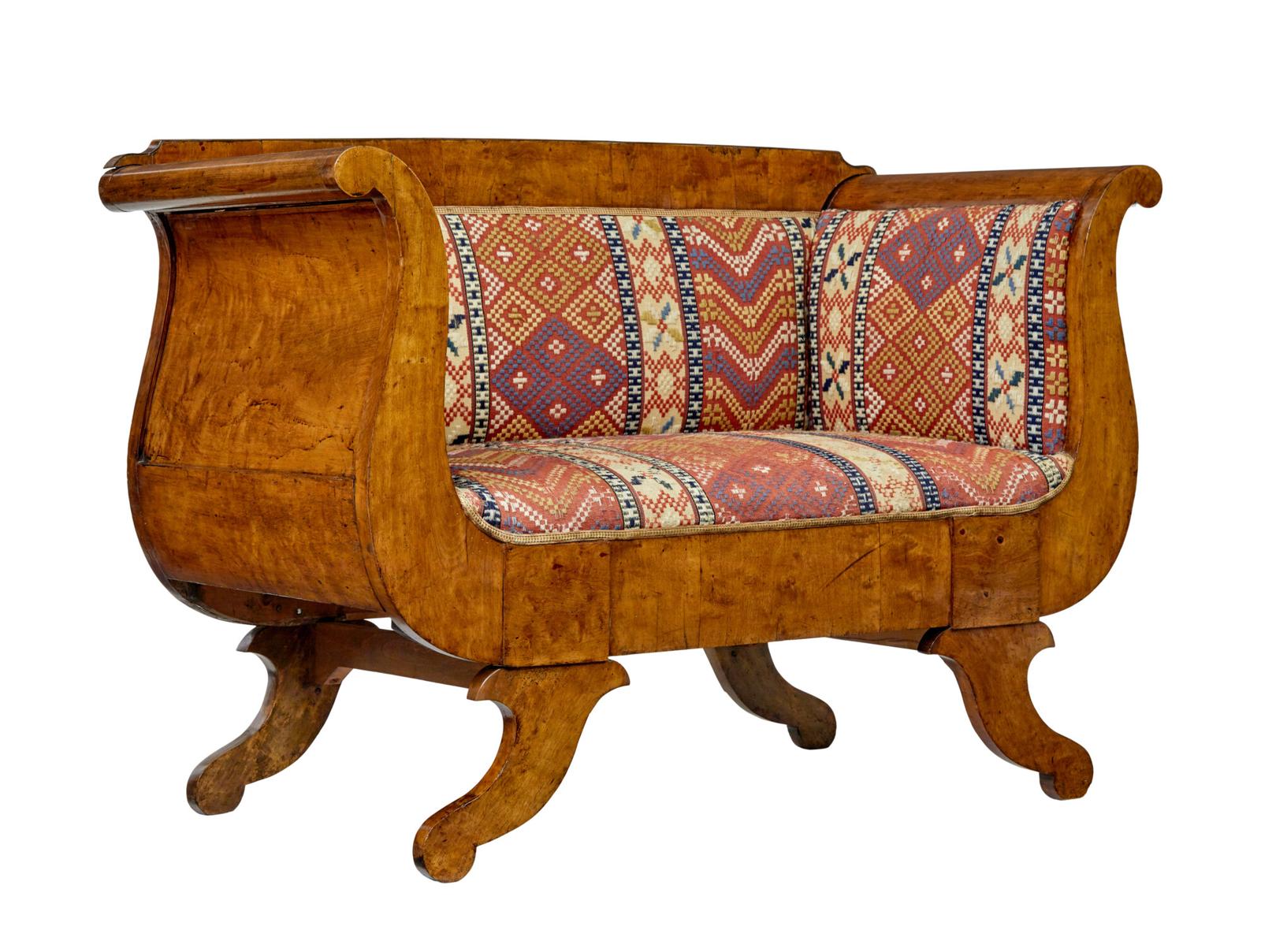 Small 19th Century Swedish Empire Birch Sofa (1 of 7)
